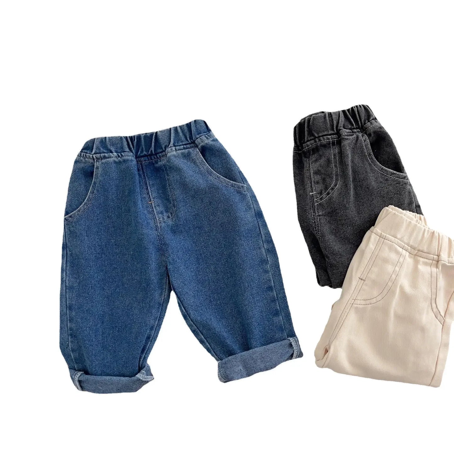 Hugo Boys Denim Pants Solid Color Infants Baby Pants