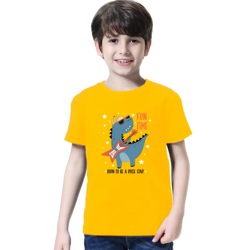 Jhon cute Dino Cartoon Print Children's Tshirt - GuGuTon baby store - Baby Fashion - Toddlers Outfits - Babies Outfits - Toddler Clothes - Kids Clothing - Newborn Clothes - Newborn Wear - Kids Wear - Trending Clothes - Trending Outfits - Fall Fashion - Winter Fashion - Girls Clothes - Boys Clothes - Babies Wear - Kids Accessories - KidsWear - Summer Clothes - Summer Fashion - Summer Trend - Falls Sweaters - Tops - Bottom - Jeans - Blouse - Dresses - Newborn Dresses - Toys