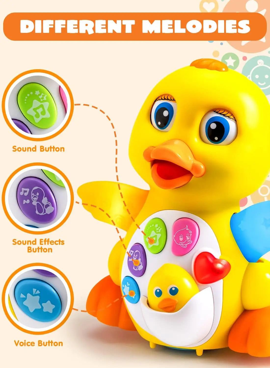 JOYFY Baby Toys Duck Infant Dancing Crawling Musical Toys 18+ Months