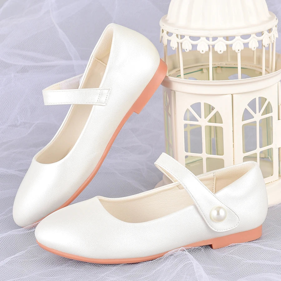 Girl's white princess shoes, suitable for children's performance dress with formal dress shoes