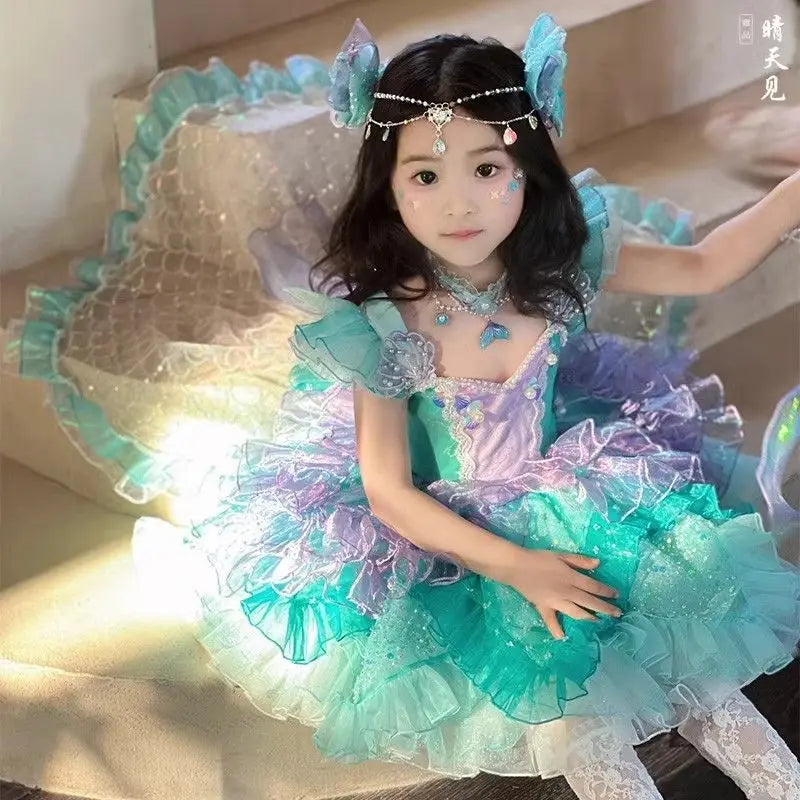 Girls' Mermaid - Style Flower Girl Dress, Popular Fairycore Tulle Gown Dress