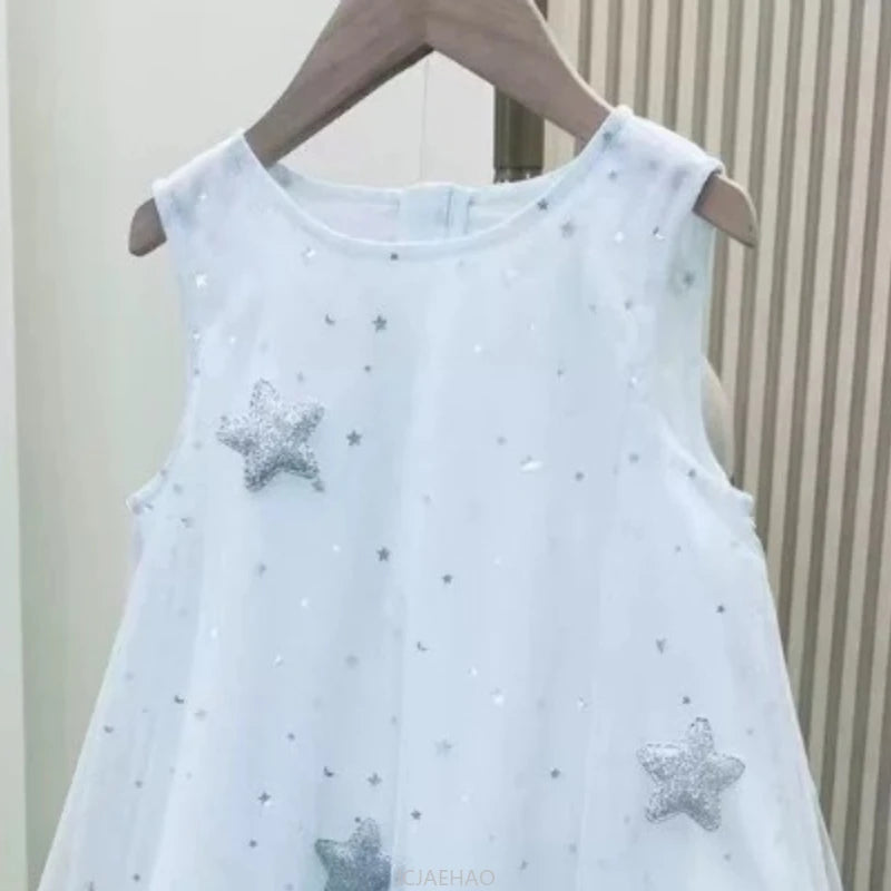 Teen Girl Clothes 2025 New White Summer Girls Princess Dress with Wings Kids Party Gown Flower Girl Birthday Outfit Vestido
