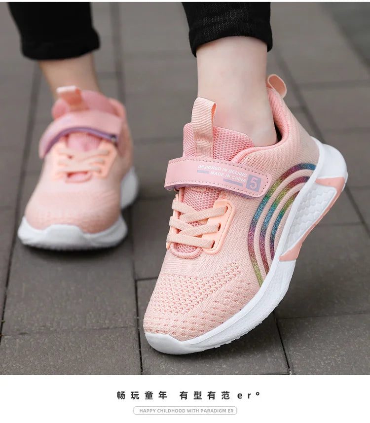 New Design Red Trainers Shoes for Kids Girls Comfortable Platform Girl Sports Shoes Large Size 38 Children's Running Sneakers