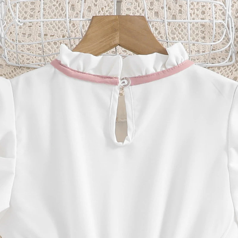 Emma Kids Dress for Girls with Pleated Skirt and Bow Tie
