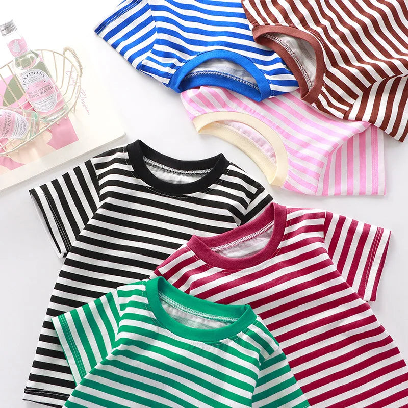 Isabella Girls summer New Striped Baby Thin Section