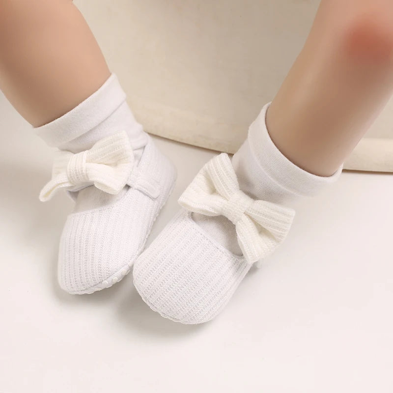 Cute Baby Girl Shoes Knitted Cotton Flat Shoes Arched Soft Sole 0-18M Newborn Princess Shoes