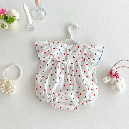 Sleeveless Strawberry Romper