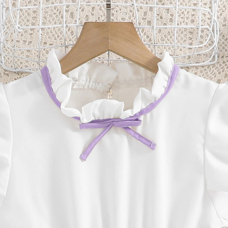 Emma Kids Dress for Girls with Pleated Skirt and Bow Tie