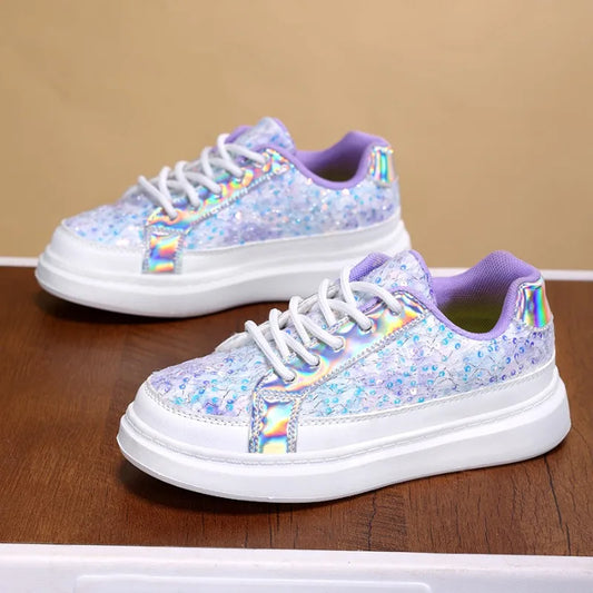 Children Casual Shoes 2026 New Design Glitter Trendy Sneakers