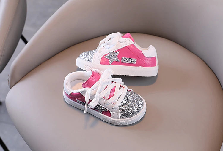 Girls' Shoes 2025 Spring New  Casual Versatile Little Girls  Star sneakers Spring and Autumn Children's Sports Shoes