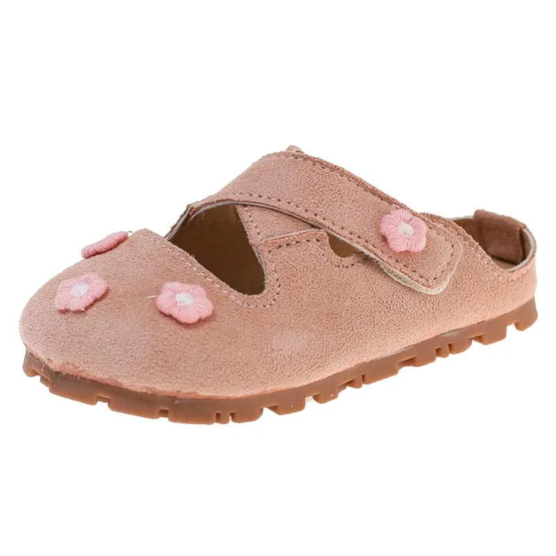 Girls Outdoor Shoes with Sweet Flowers Kids Princess Shoes