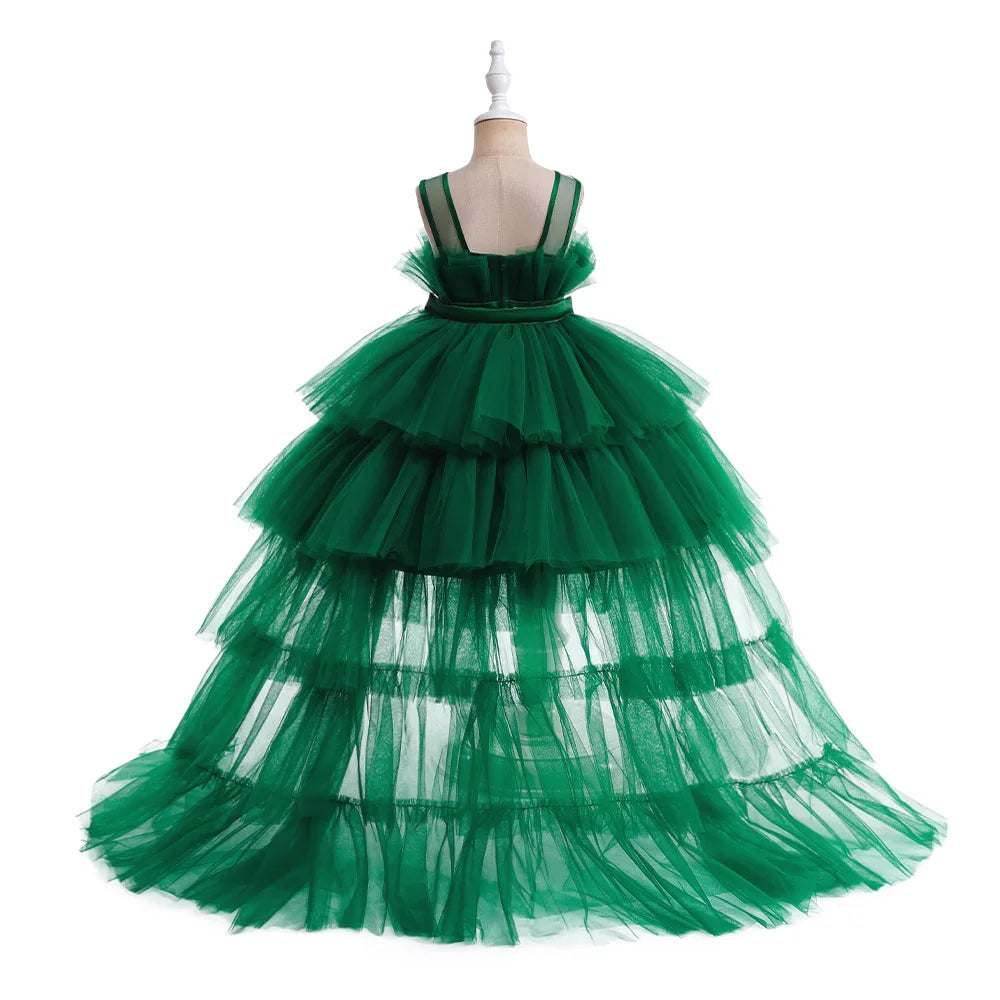 Summer Baptism Bridesmaids Party Baby Girls Dresses Tulle Trailing Wedding Birthday Princess Dress