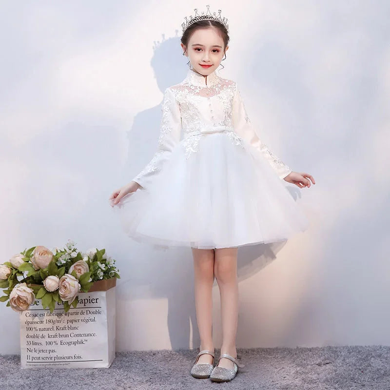Evening Princess Girls Party White Prom Tulle Dress