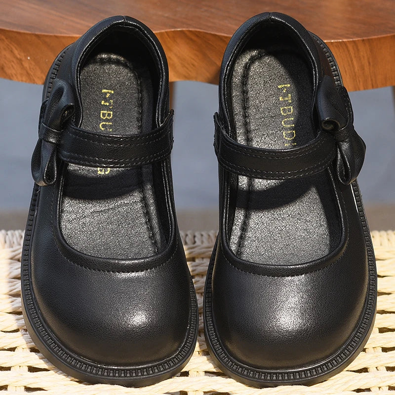 Girls' Shoes, Genuine Leather, Children's Princess Shoes, 2026 Spring and Autumn New Black Performance Shoes, Little Girls' Blac