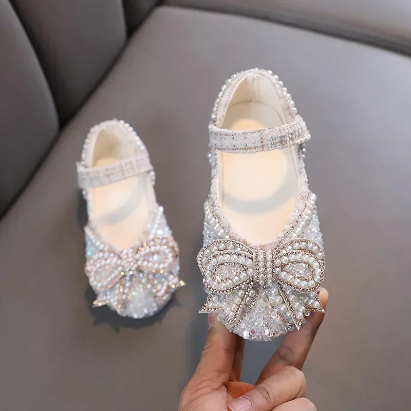Kids Girls Sandals Fashion Sequins Rhinestone Bow Girls Princess Baby Girl Shoes
