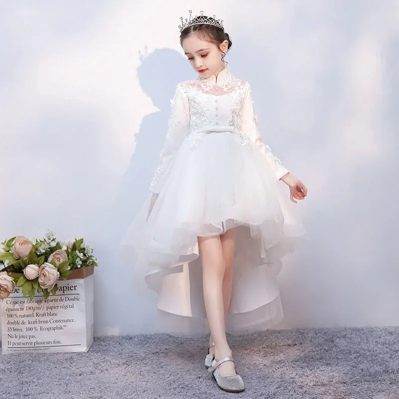 Evening Princess Girls Party White Prom Tulle Dress