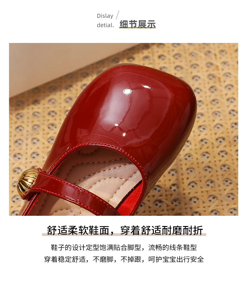 Girl Princess Shoes Spring Fashion Mary Jane Dress Dance Baby Kid Sandals Ballet Brand Soft Sole Red Flats Girls' Shoe Kids Shoe