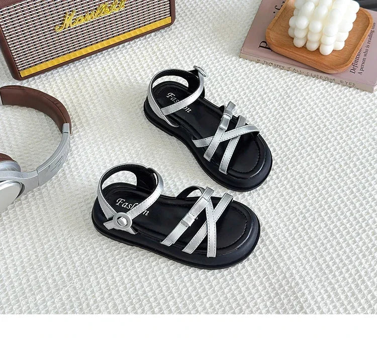 Girls Beach Shoes Bow-knot 2025 Summer Brand New Soft Open Toes Fashion Kids Sandals Princess Sweet Style Anti-slippery Shoes