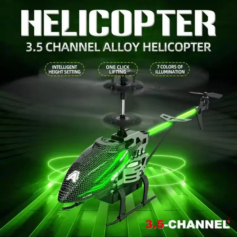 New 7-Color LED Alloy RC Helicopter: USB Rechargeable, Fixed Height