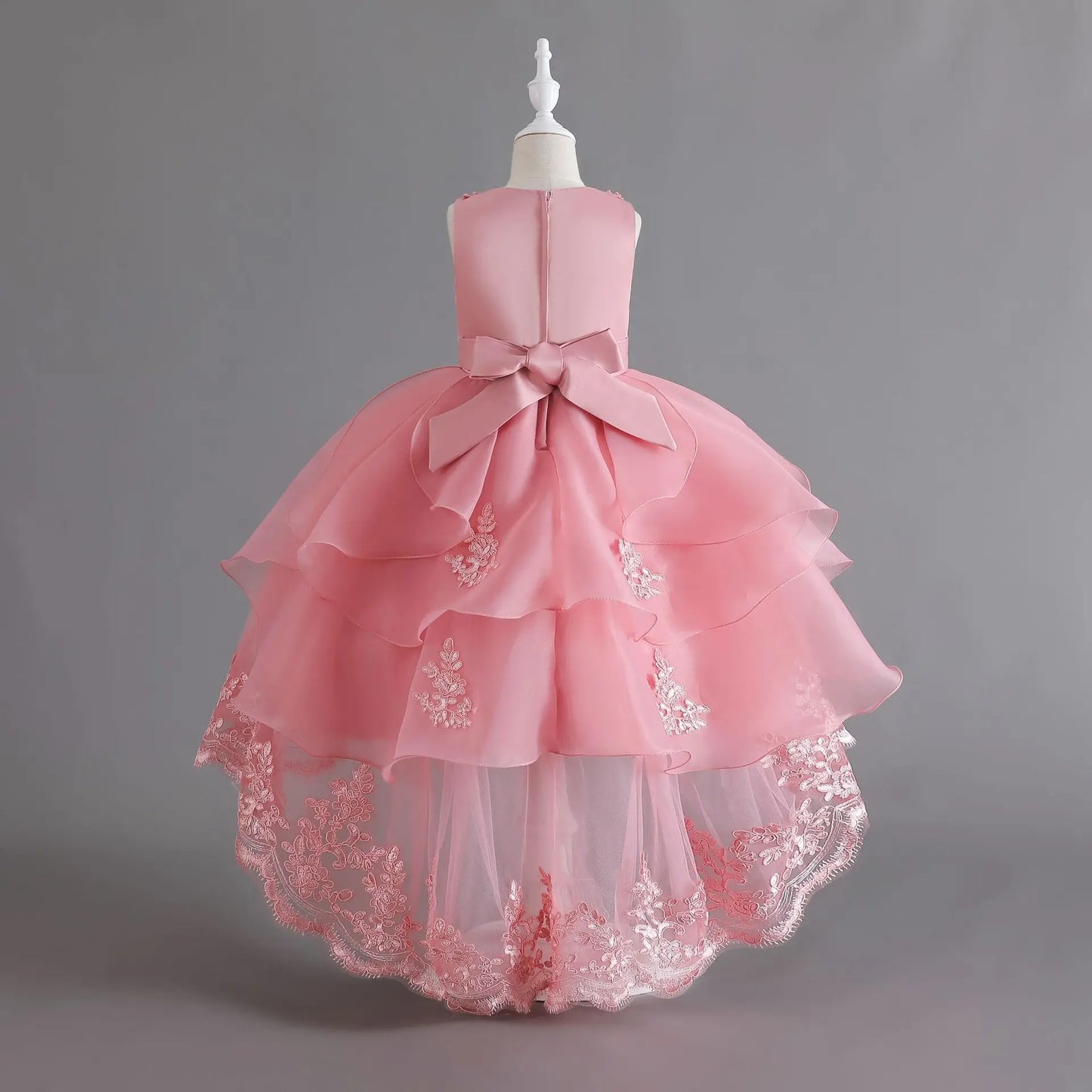 Children's Dress Girls' Open Back Lace Skirt Flower Girl Fashionable Wedding Dress