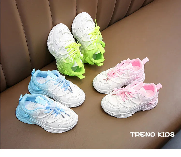 Girls Gradient Design Shoes Children Platform Sneakers Casual 4-12 Years Autumn Kids Chunky Running Sports Tennis Shoes for Girl
