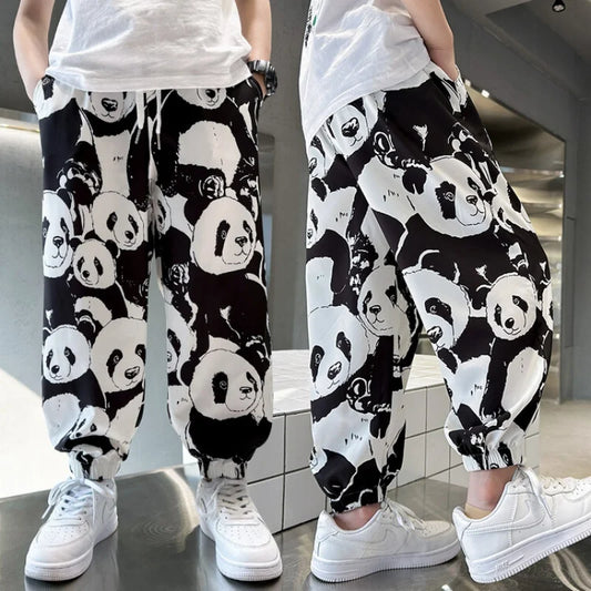 Liam harem pants loose thin breathable panda printed pants