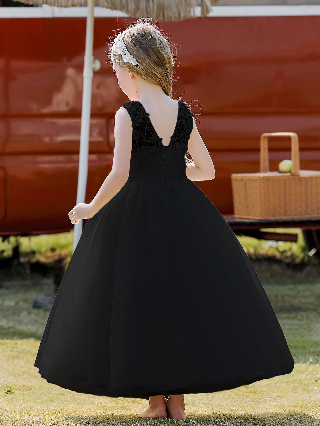Soft Tulle Satin Floral Appliques Lace Elegant Wedding Party Princess Dress