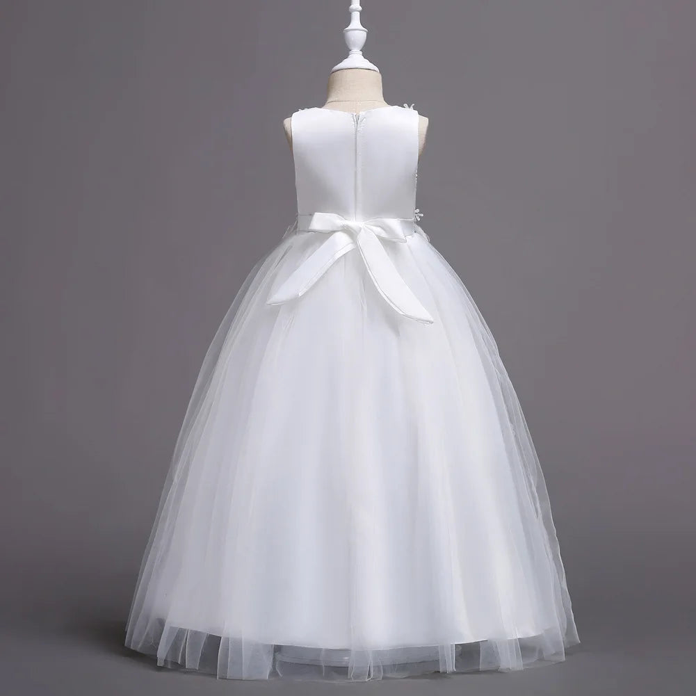 Kids Dresses For Girl Clothes Lace Flower Ball Gown Girls Long Dress For Wedding Prom Party Princess Dresses Teenage Costume