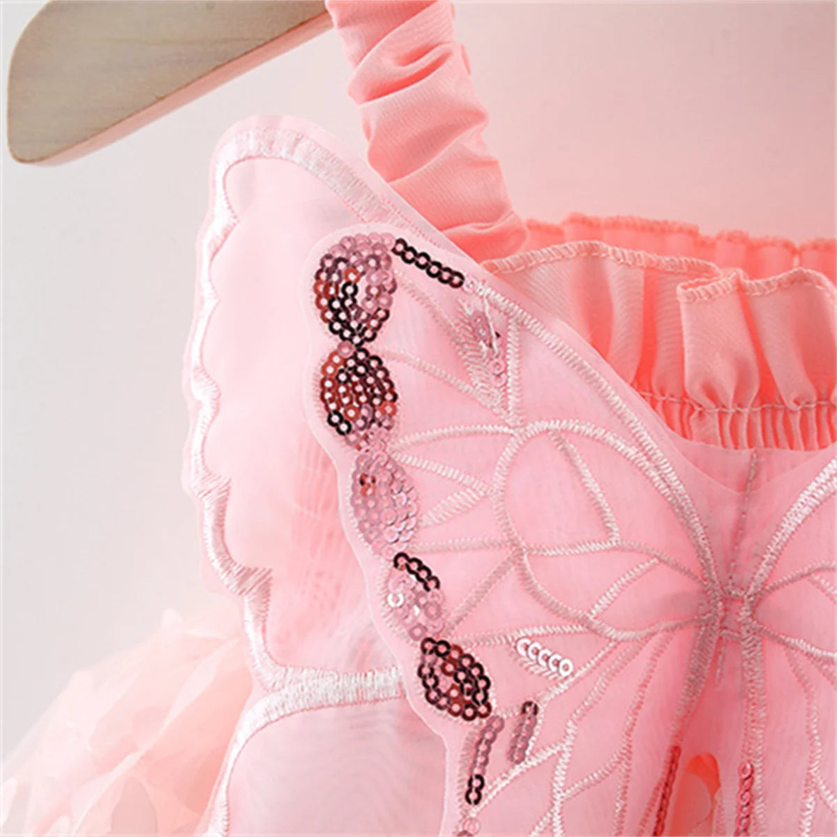 Baby Girl Party Dress Princess Birthday Dress Back Bow Wing Embroidery