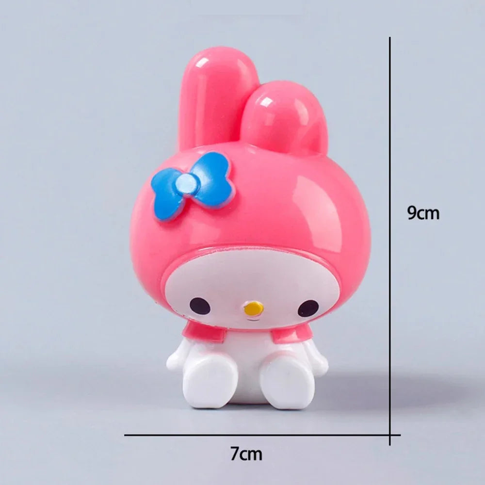 Hello Kitty Kuromi Melody Cinnamoroll Action Figure Toys Dolls Model Ornament Desktop Sanrio Birthday Gifts Cake Decoration Gift