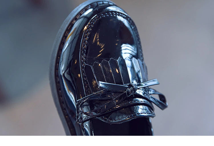 Athena Girls Leather Casual Shoes - Slip-on Loafers with Tassels