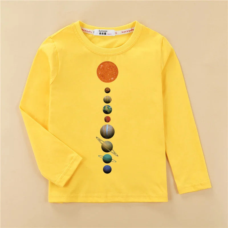 Olivia Casual T-shirt Solar System Pattern Tops Baby Boys Cotton Fashion