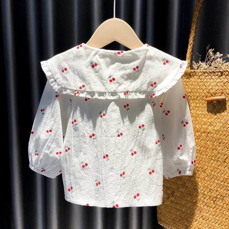 Aura Floral Long-Sleeve Spring Fall Cotton Tops