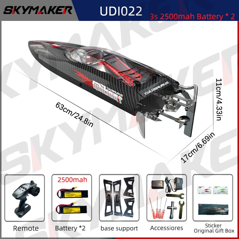 UDiRC UDI022 RC Boat 50Km/H High Speed Waterproof 2.4GHz Radio Control Brushless RC Speed Alloy Steel Boat  Toys