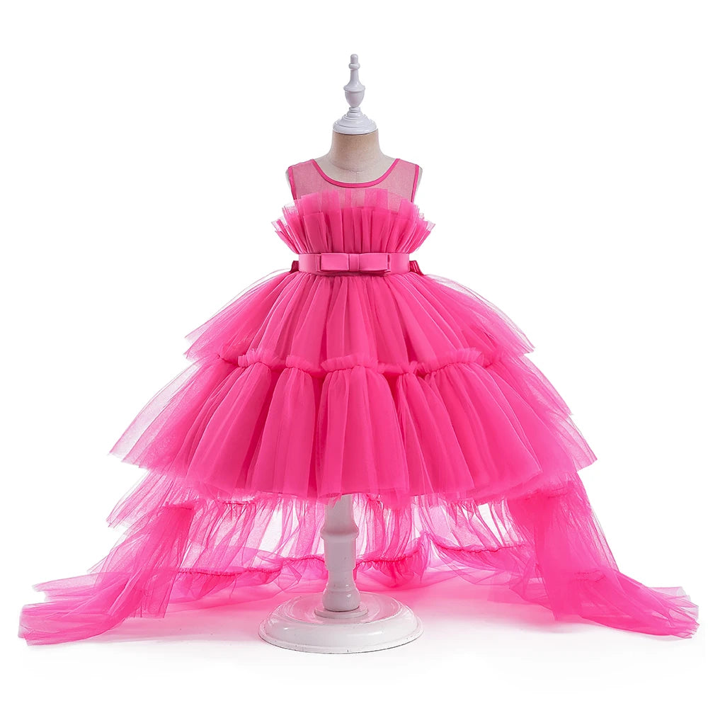 Summer Baptism Bridesmaids Party Baby Girls Dresses Tulle Trailing Wedding Birthday Princess Dress