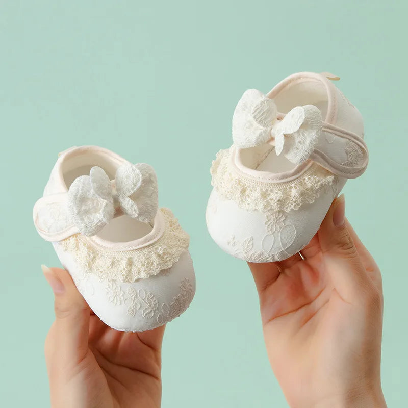 Spring and Summer Baby Toddler Shoes Newborn Baby Girl Princess Shoes 0-2 Years Old  Lace Infant Soft Sole Cute First Walkers