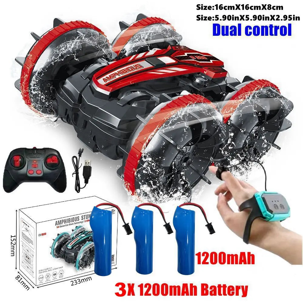 Amphibious RC Car Remote Control Stunt Car 4WD Drift Racing Off Road Waterproof 360° Rotation Stunt Crawler Vehicle Gift Boy Kid