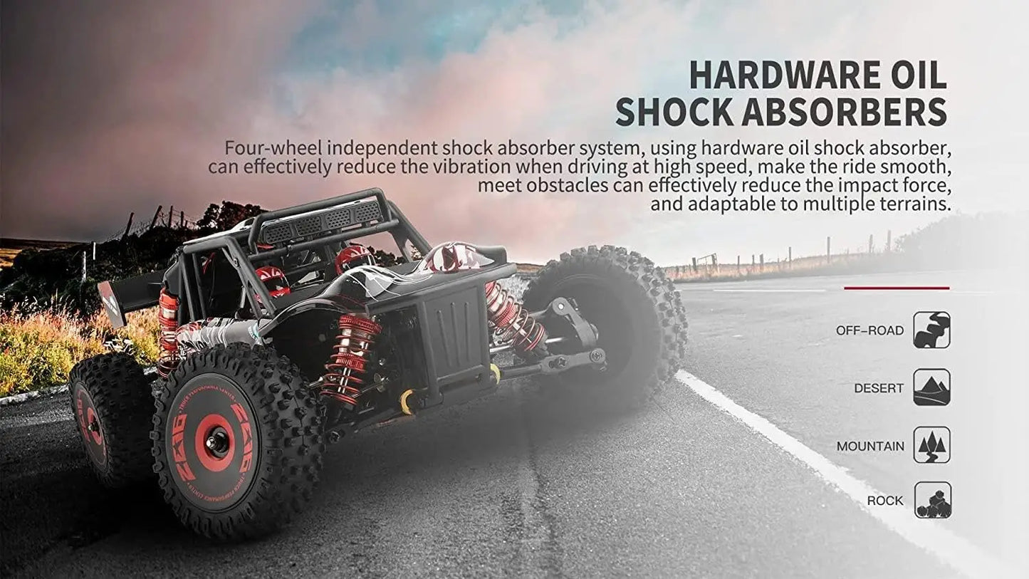 Large 1:12 brushless motor with lighting, high-speed 75km/h remote control, competitive off-road racing, 4-wheel drive, fast car