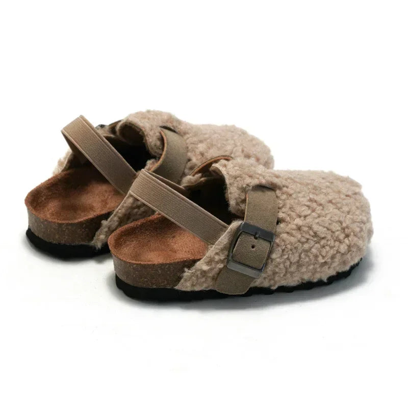 Children's Fleece Elastic Clogs Baby Boys Girls Plush Slipper Toddler Prewalker Footwear