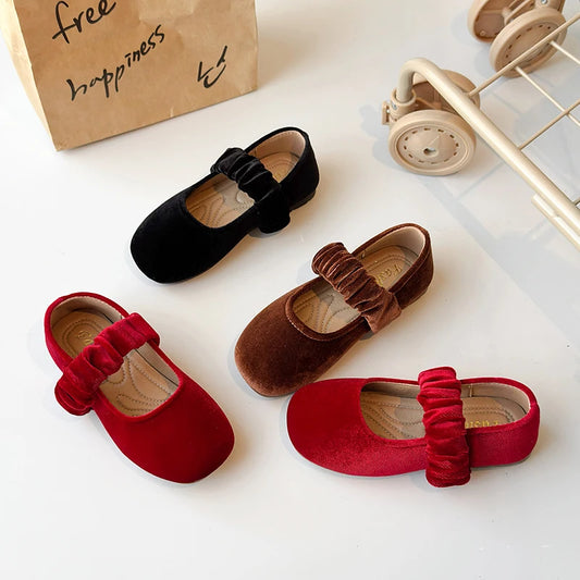 Spring Girl's Casual Shoes Round Toe Shallow Hook-loop Chic Kid's Flat Shoe