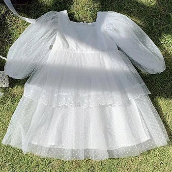 2 3 4 5 6 7 8 Years Girls Dress Summer White Dress  Flowers Embroidery Elegant