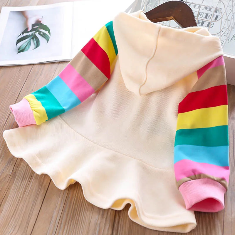 Carlota Long Sleeve Rainbow Striped Princess Dresses for Girl Kids Dress