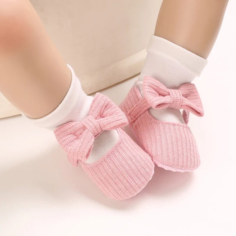 Cute Baby Girl Shoes Knitted Cotton Flat Shoes Arched Soft Sole 0-18M Newborn Princess Shoes