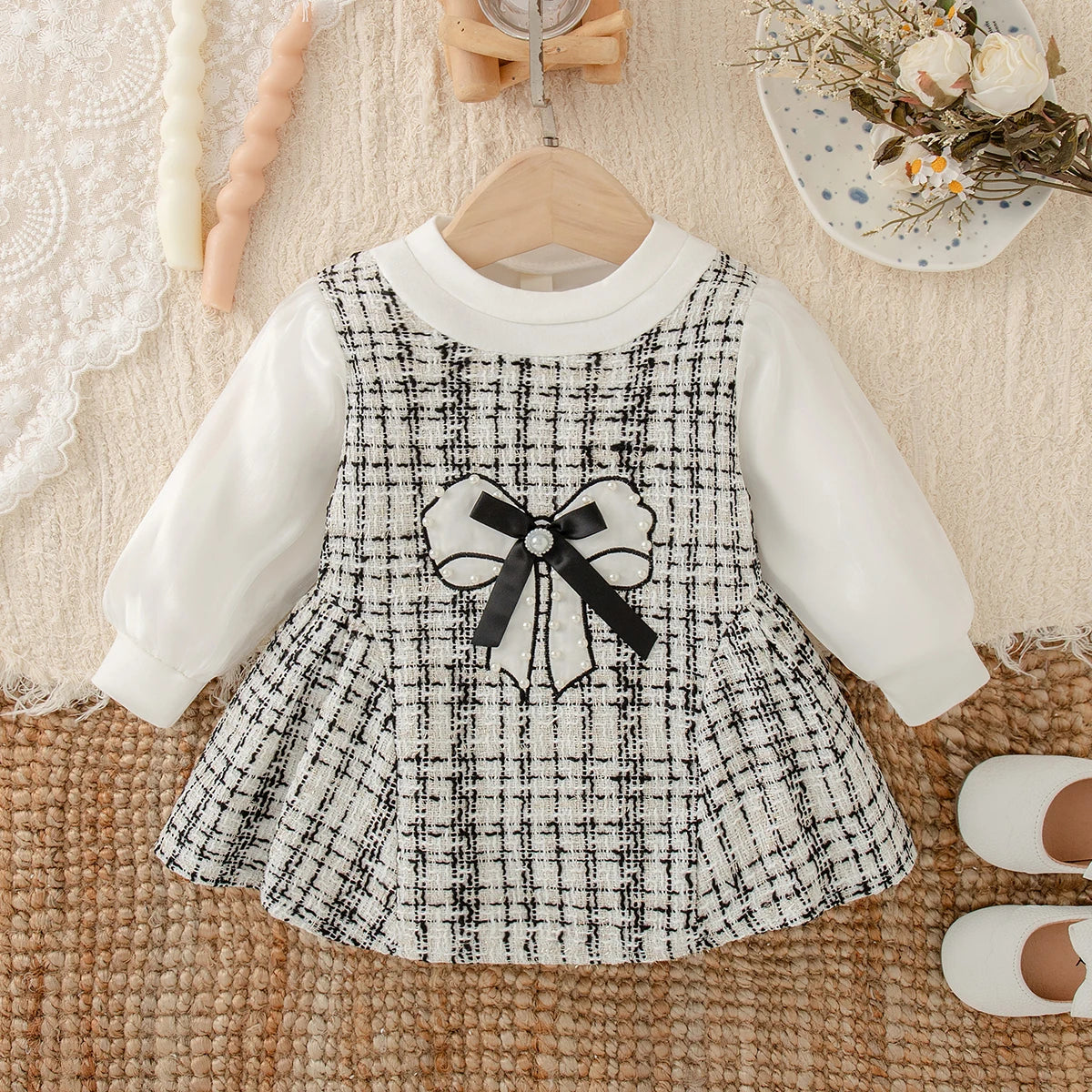 Zara Baby Girl Plaid Dress for Autumn and Winter Parties