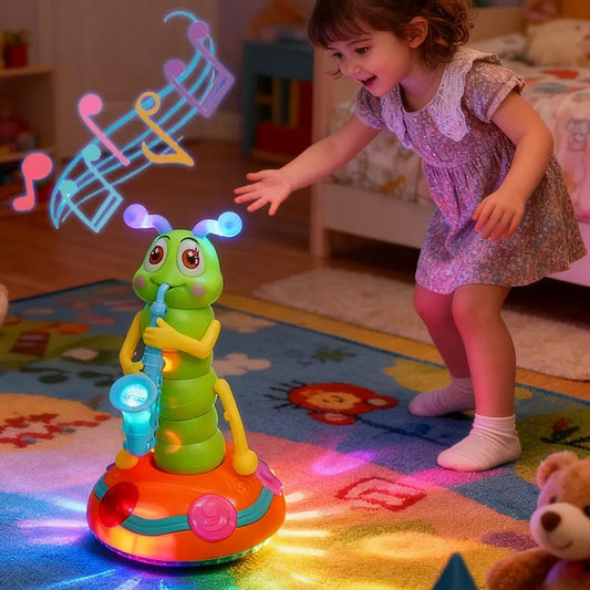 Children's LED Electric Caterpillar Saxophone Toys Wriggle Dancing Saxophone
