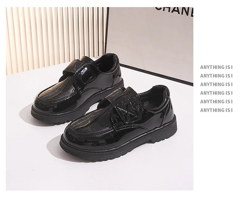 Boys Leather Shoes Spring Autumn Fashion Kids Soft Sole Shoes School Student Performance Flats Big Children's Shoes Black Formal