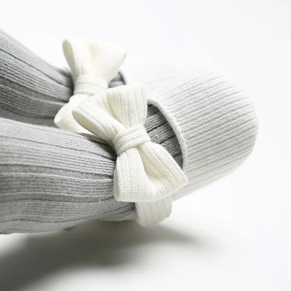 0-1 Year Baby Girl Soft Sole Shoes Infant Toddler Knitted Cute Shoes Little Girl Bow First Walkers One Year Old Baby Girl Shoes