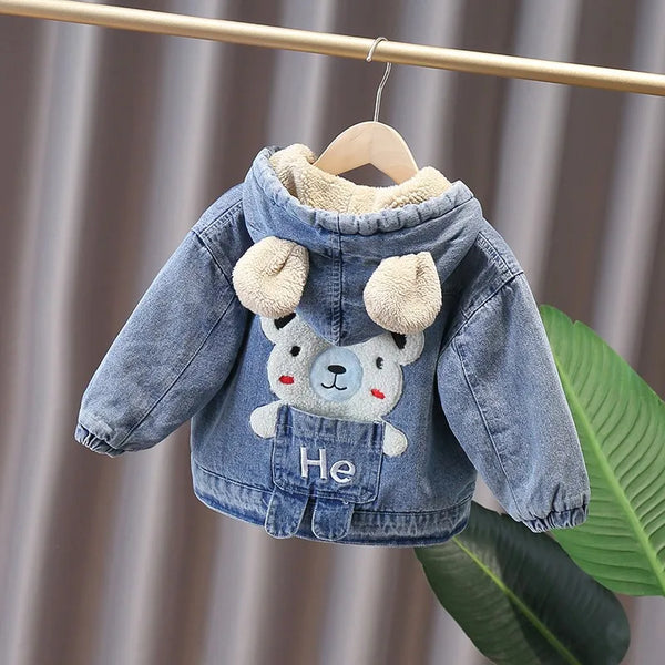 Jorge Cartoon Bear Hooded Plus Velvet Sweater