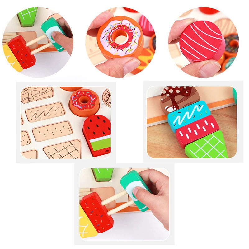 Wooden Ice Cream Toys, Playing House Toy, DIY Ice Cream Game, Parent-child Interactive Board Games, Gifts For Boys And Girls
