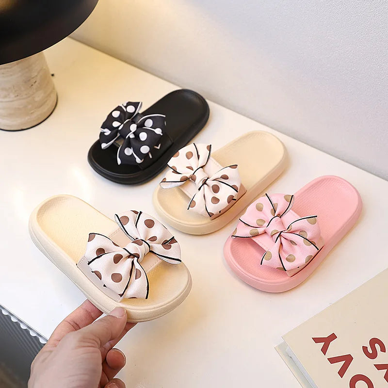 2026Summer Children's Slippers Girls Princess Non-slip Soft Sole Slippers Toddler Girl Shoes Bow Tie Slippers Flip Flops Outdoor